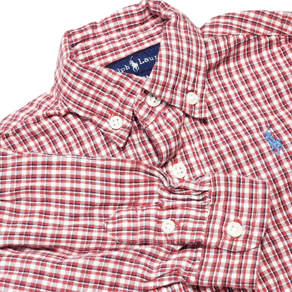 Ralph Lauren Romper Baby 12M Red Gingham Plaid Button Down One Piece‎